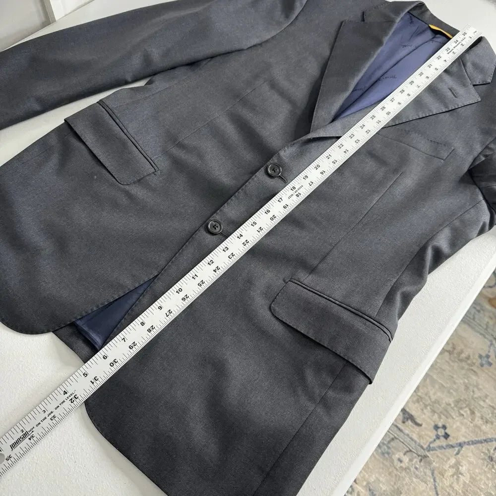 Hickey Freeman Beacon Blazer Mens 40R Gray Worsted Wool Sport Coat Jacket Career